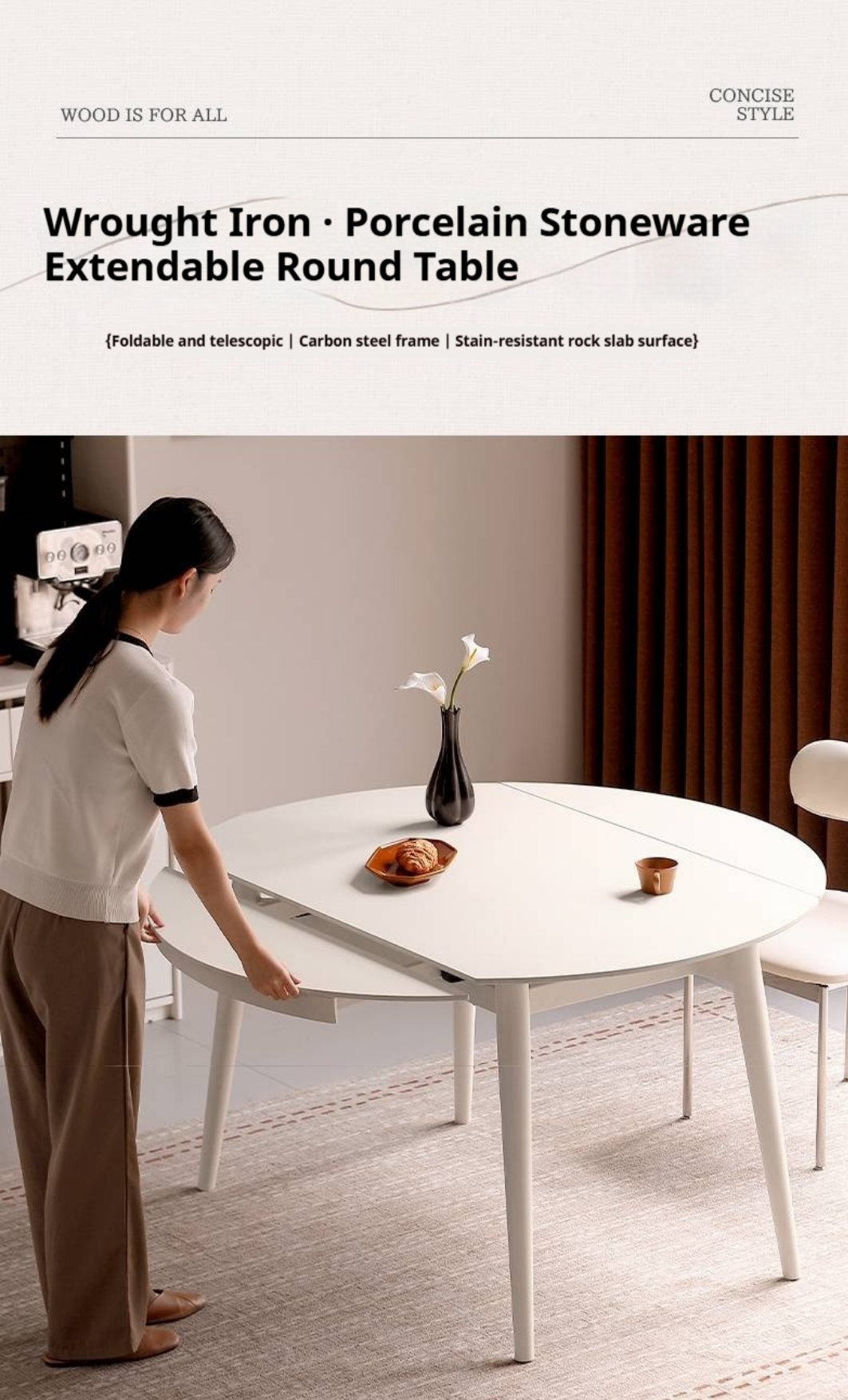 Slate Dining Table Ivory White
