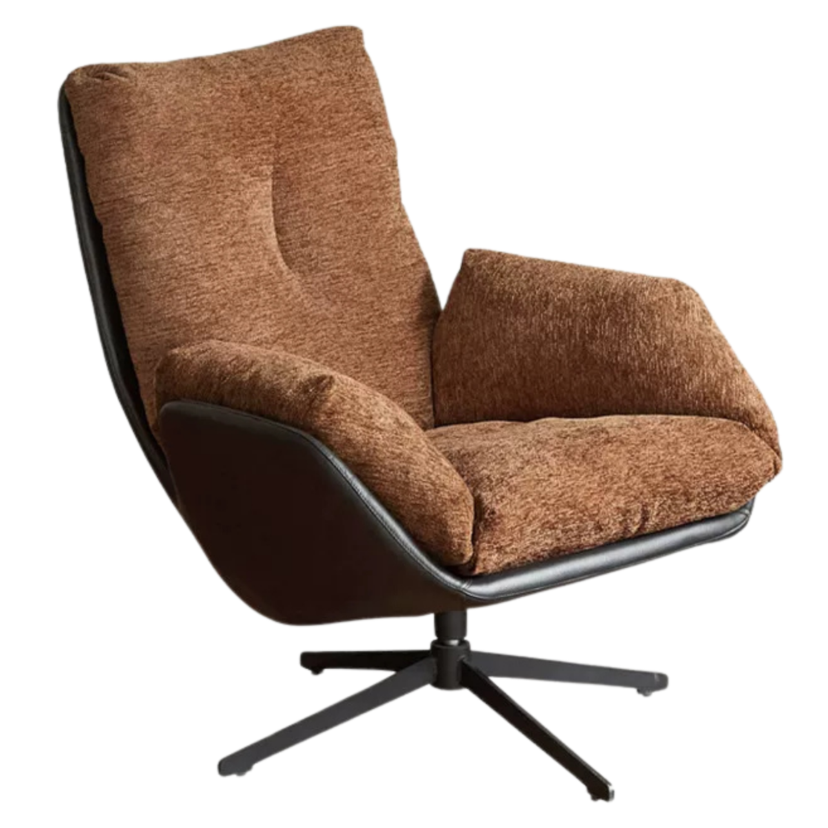 Organic Leather Italian Swivel Lounge Chair