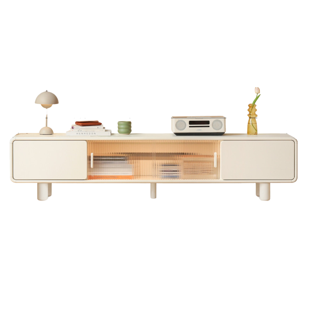 Solid RubberWood Storage White TV Cabinet.