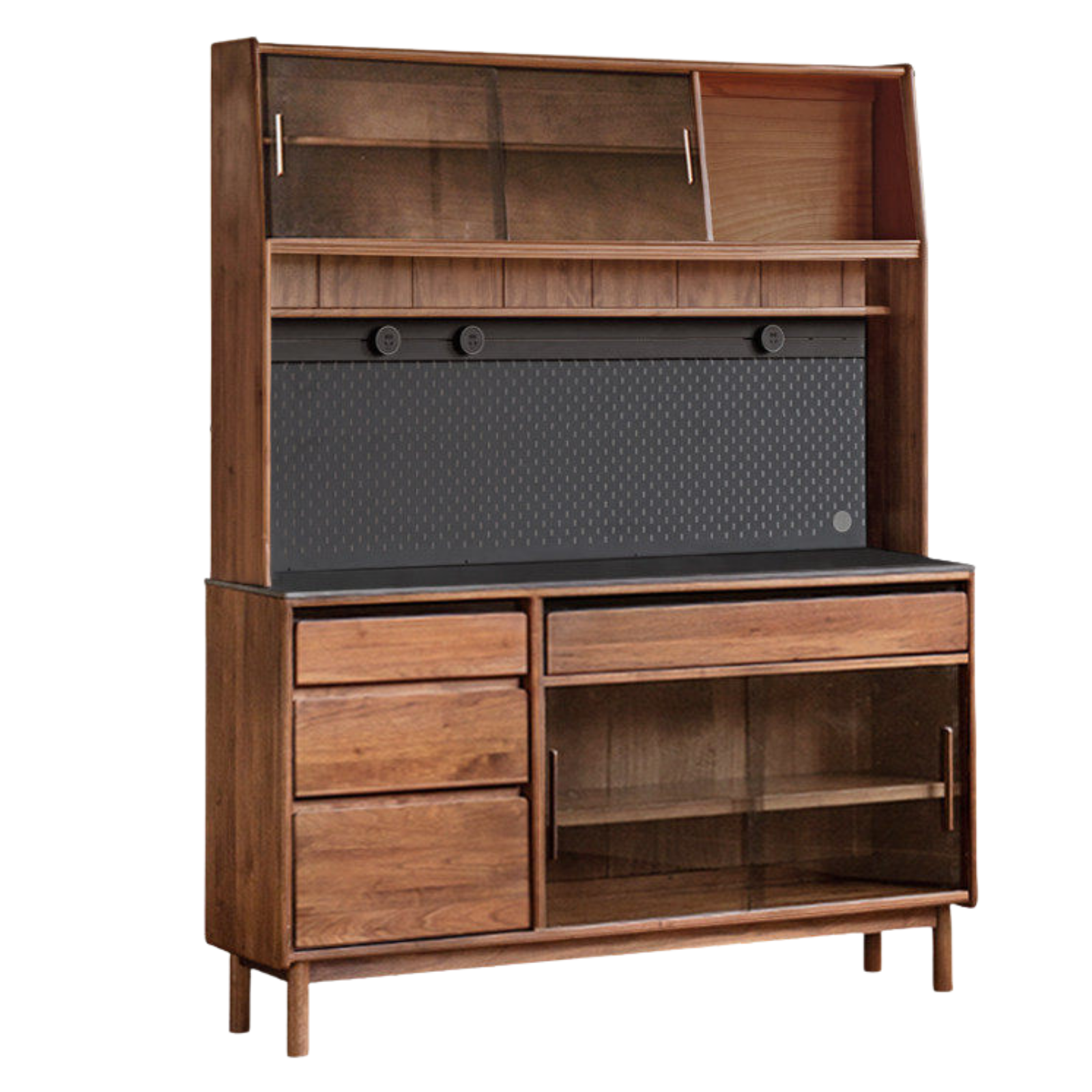 Black Walnut, Sandalwood Solid Wood Light Luxury Rock Plate Sideboard