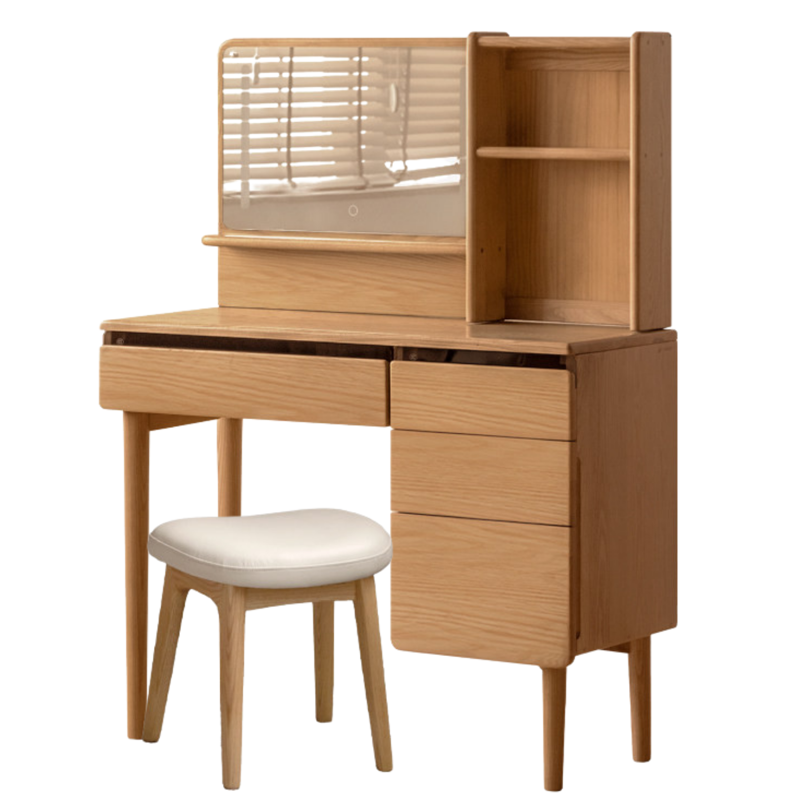 Ash, Oak Solid Wood Multifunctional Modern Vanity Table.