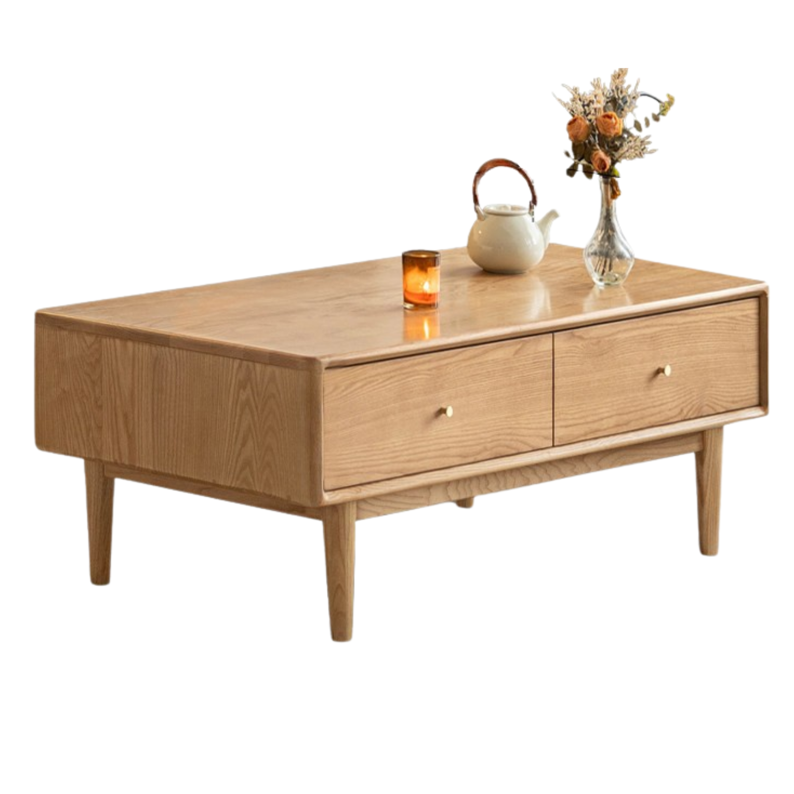 Ash Solid Wood Modern Rock Plate Coffee Table