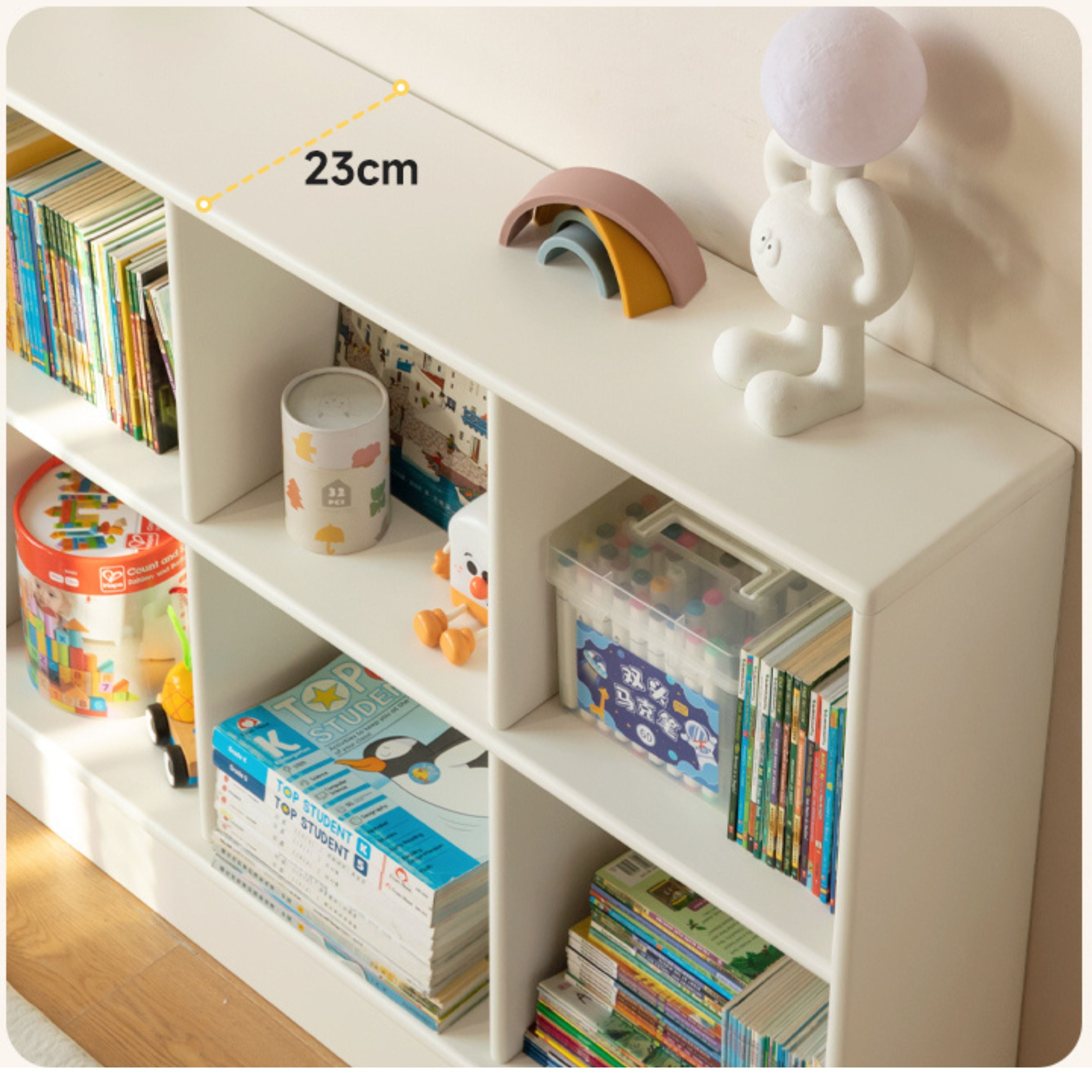 Rubber Solid Wood Cream Style Children's Free Сombination Bookshelf