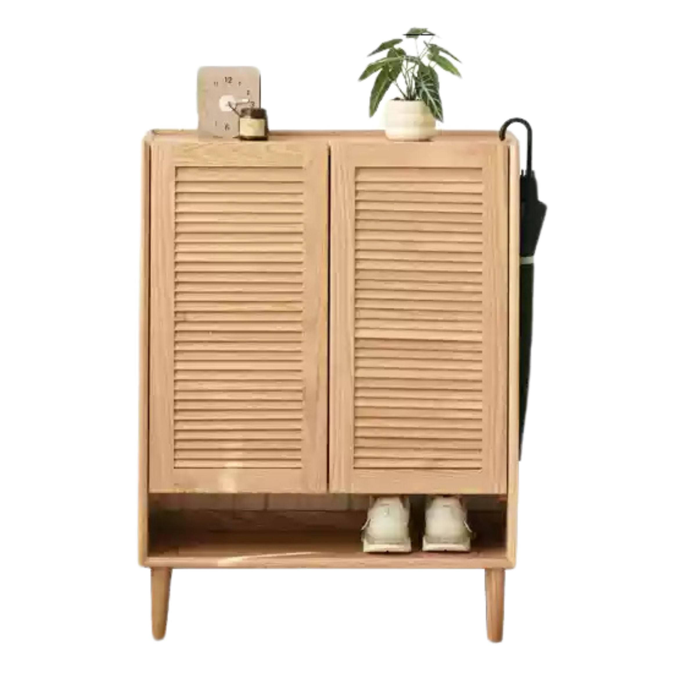 Oak, Solid Rubber Wood Modern Shoe Cabinet