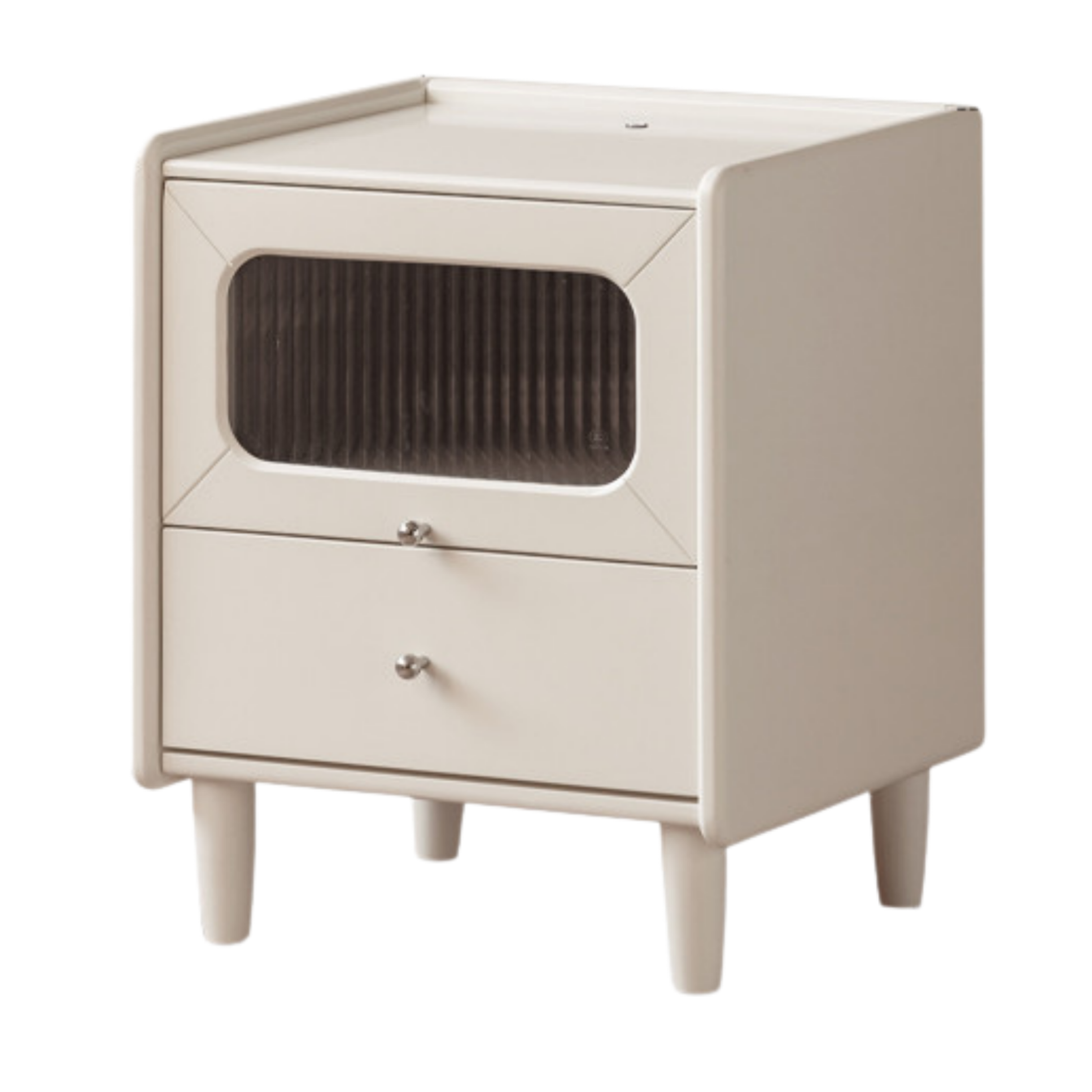 Solid Rubberwood Modern Cream Style Nightstand