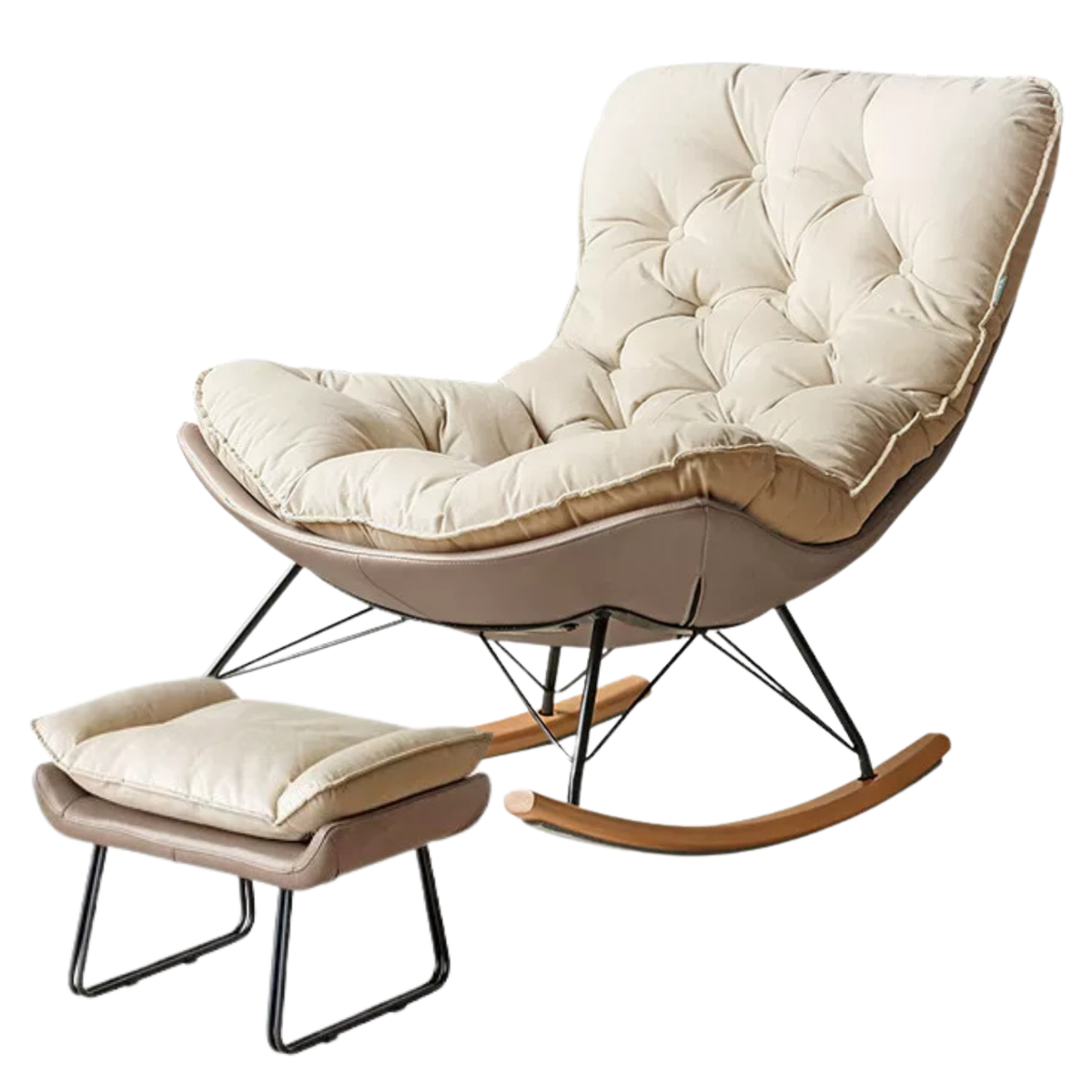 Solid Wood Modern Eggshell Rocking Chair beech legs