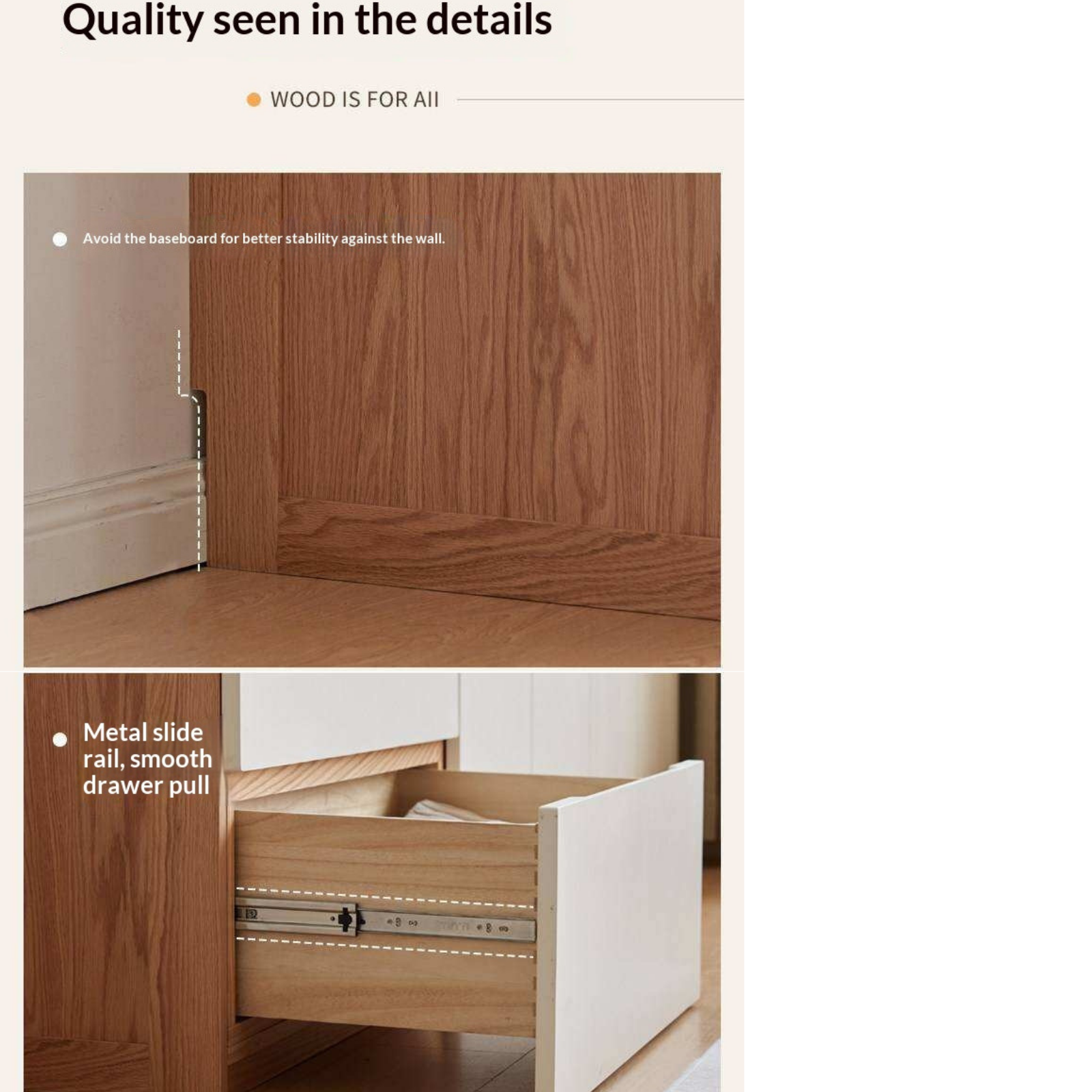 Oak Solid Wood Wardrobe with Double Doors