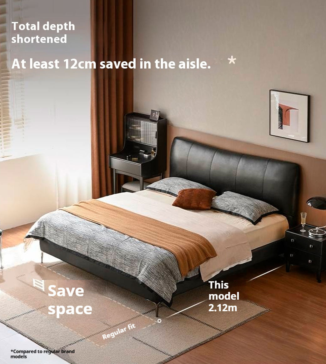 Genuine Leather Italian Light Luxury Bed