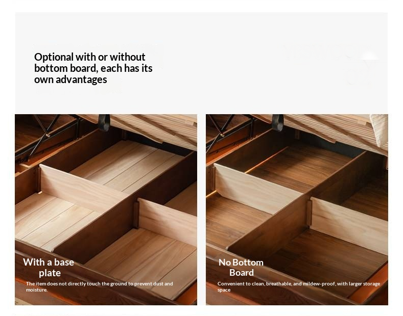 Oak Solid Wood Box Bed — Italian Light Luxury with Soft Genuine leather Backrest