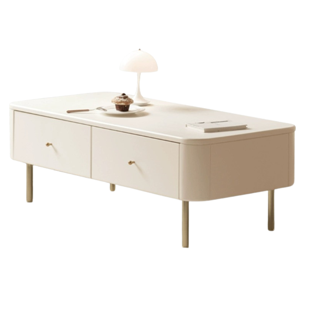 Poplar Solid Wood Modern White Storage Coffee Table