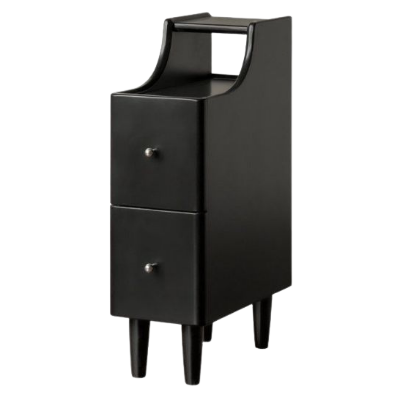 Solid RubberWood Ultra-Narrow Nightstand Storage Cabinet