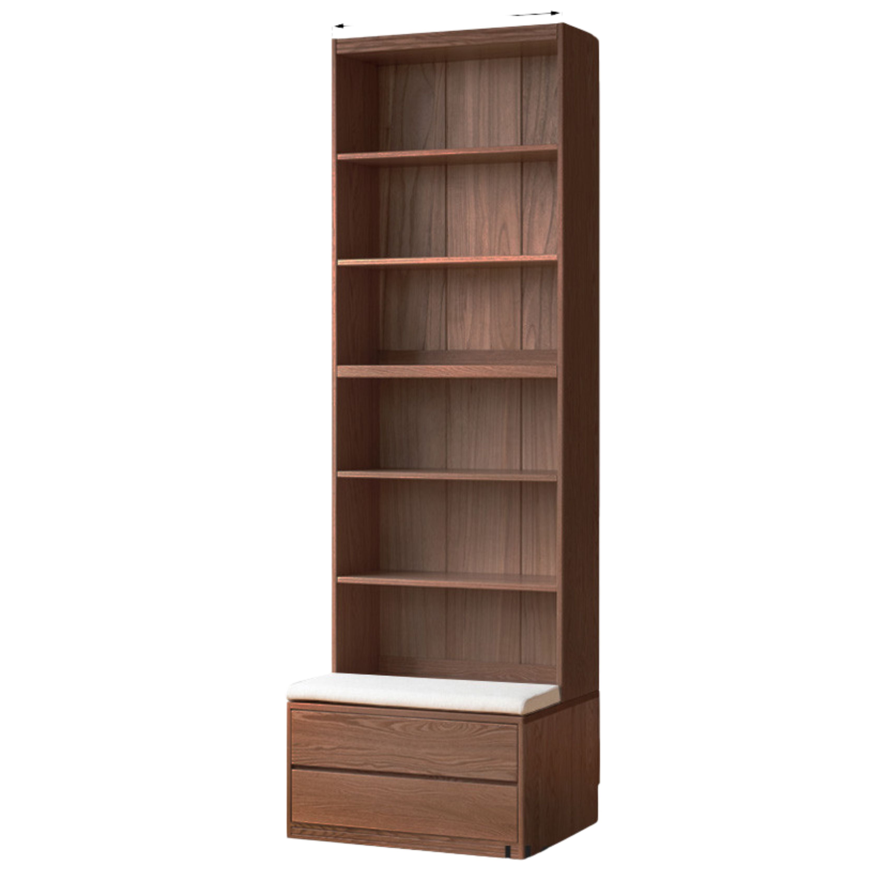 Black Walnut, Oak, Sandalwood, Ash Solid Wood Light Luxury Combined Bookshelf With Seat