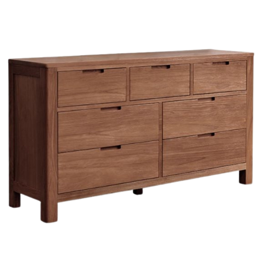 Oak Solid Wood, Solid Rubberwood Seven Drawers Drawer