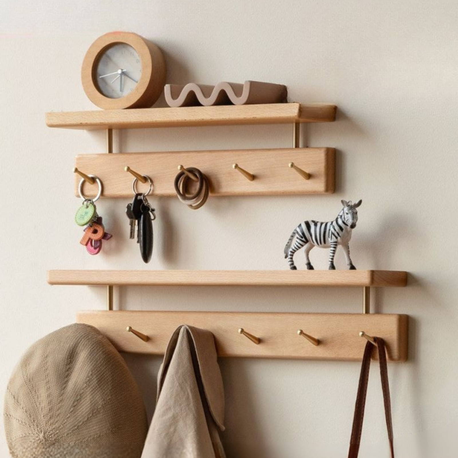 Black Walnut, Beech Solid Wood Wall Shelf