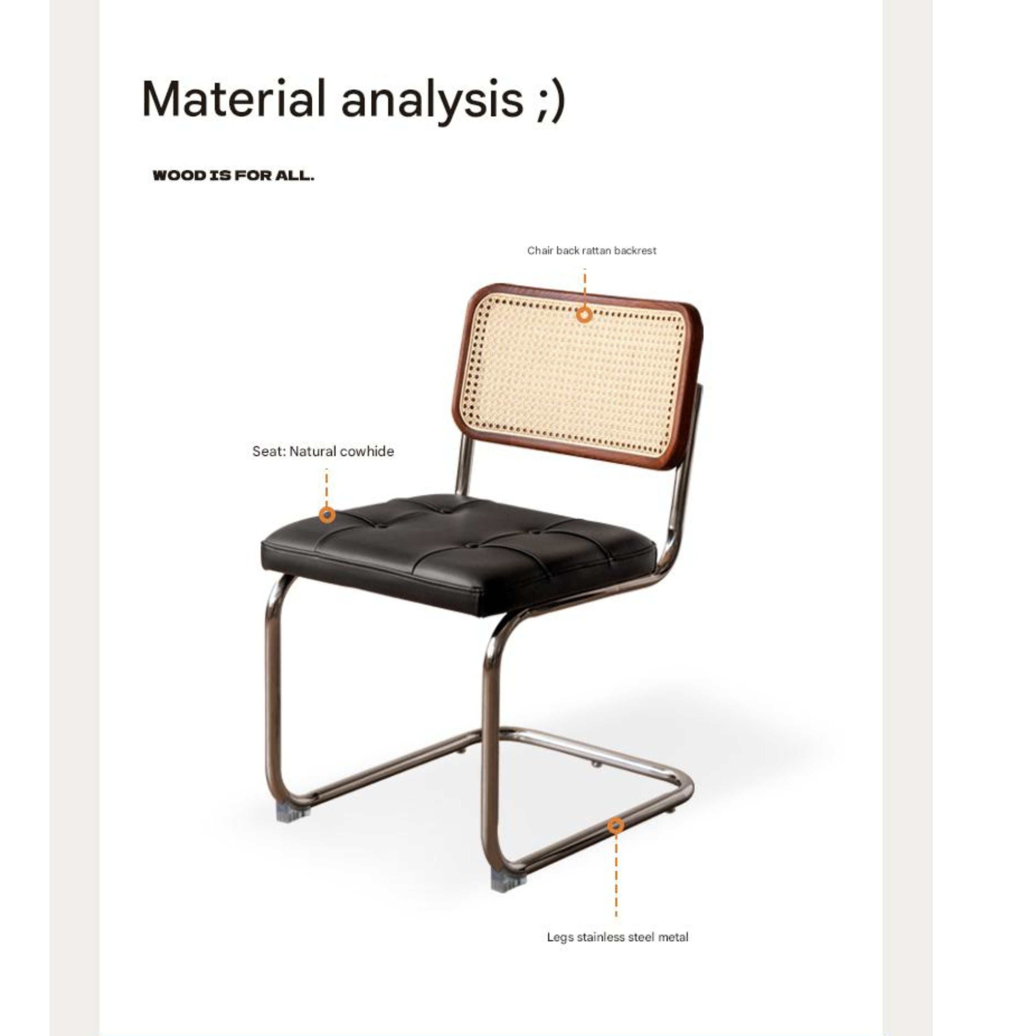 4 pcs Oak Solid Wood leather Soft Suspended Chair