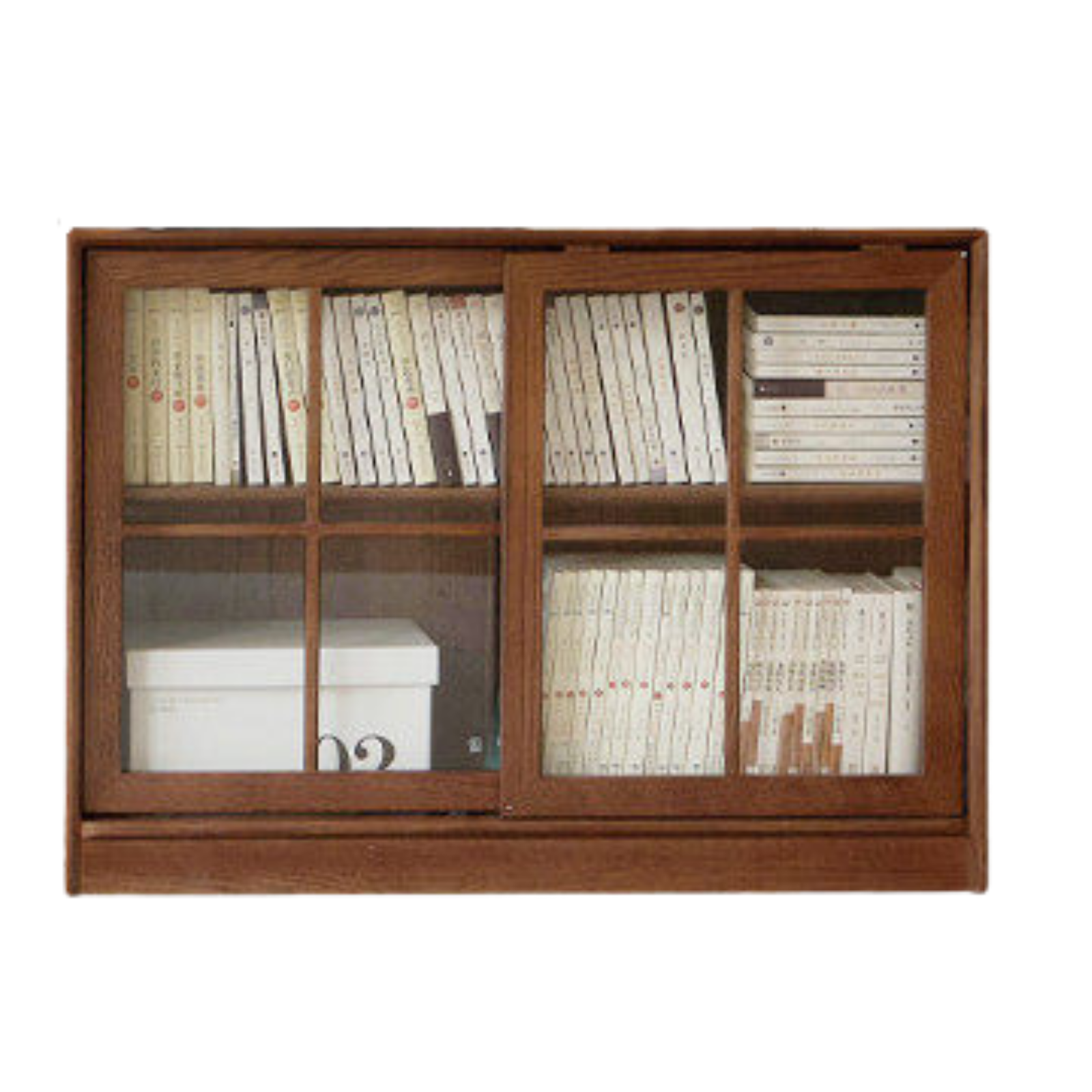 Black Walnut, Oak, Beech Solid Wood Sliding Door Bookcase