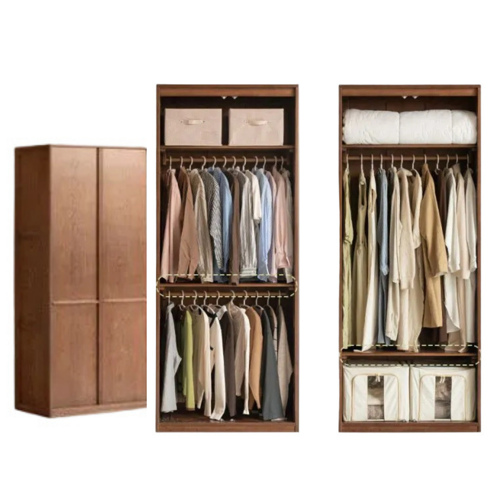 Oak Solid Wood Wardrobe with Modern Minimalist Design