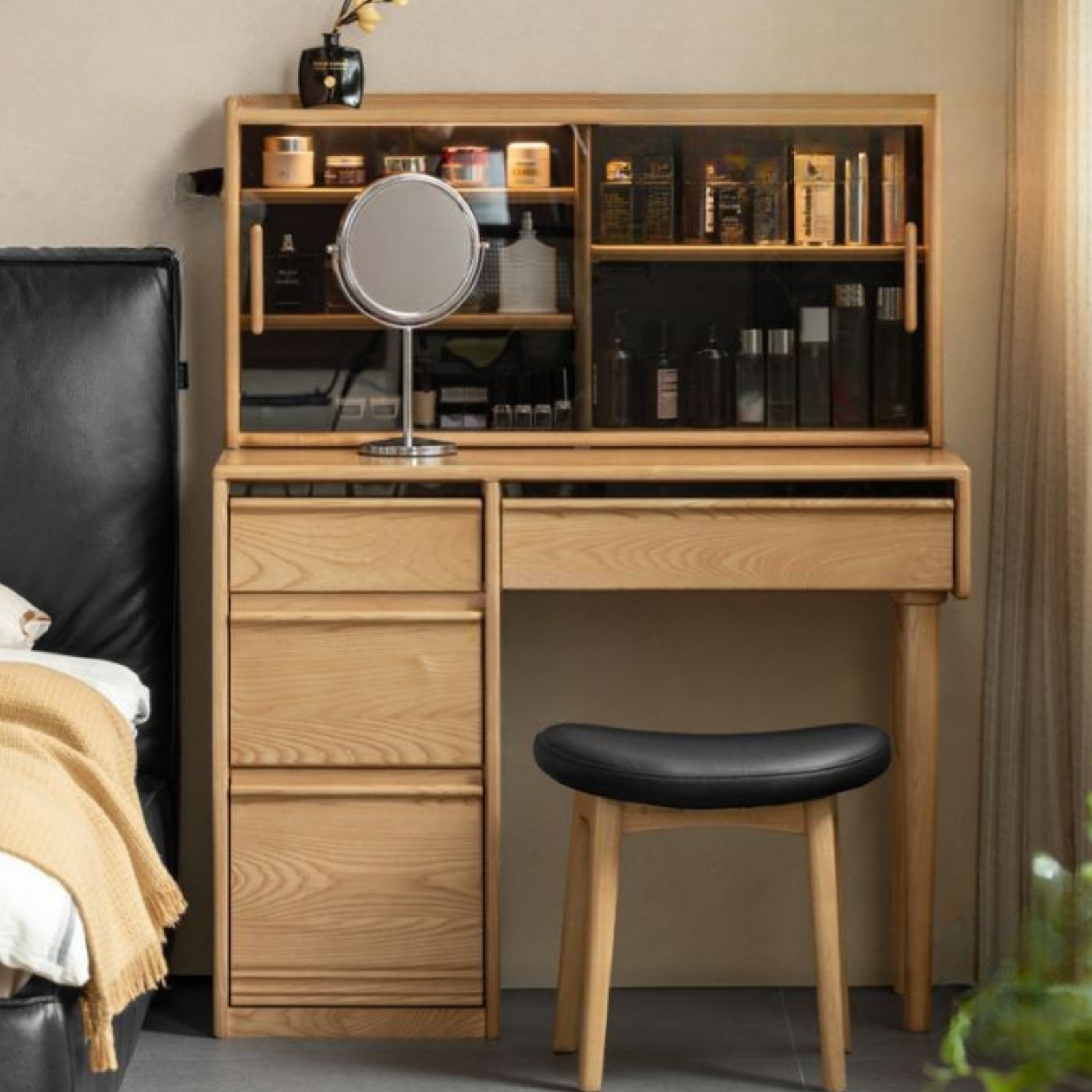 Ash Solid Wood Modern Multifunctional Vanity Table