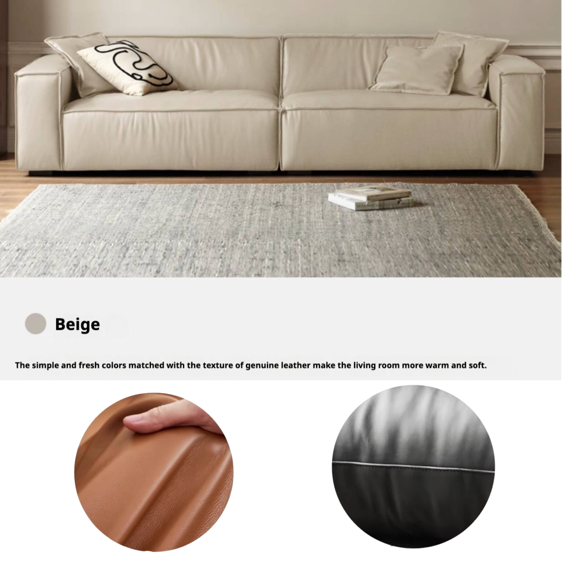 First Layer Cowhide Leather Sofa.