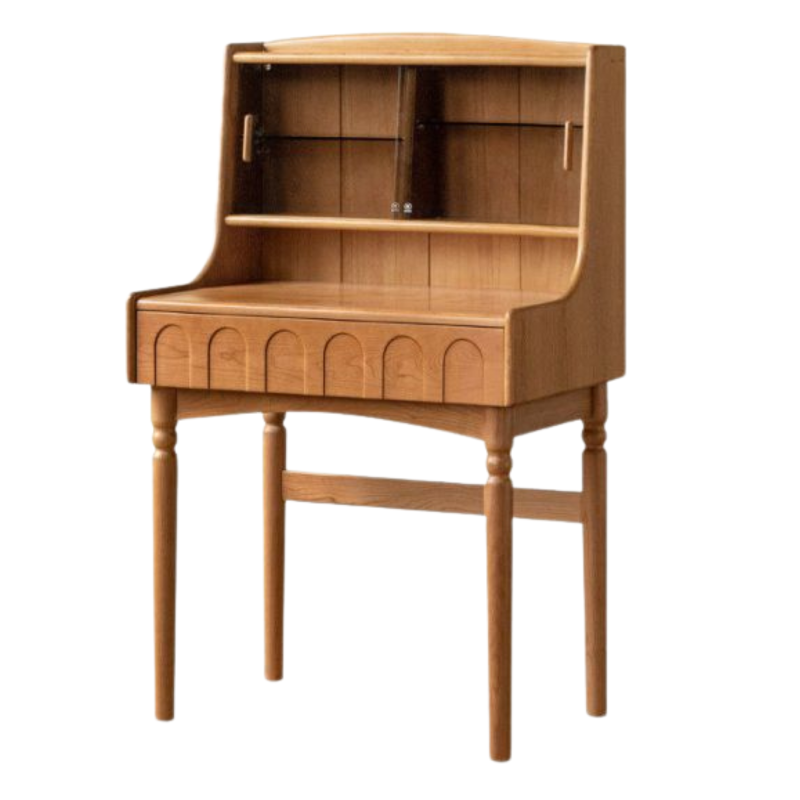 Cherry Solid Wood French Retro Vanity Table with Light