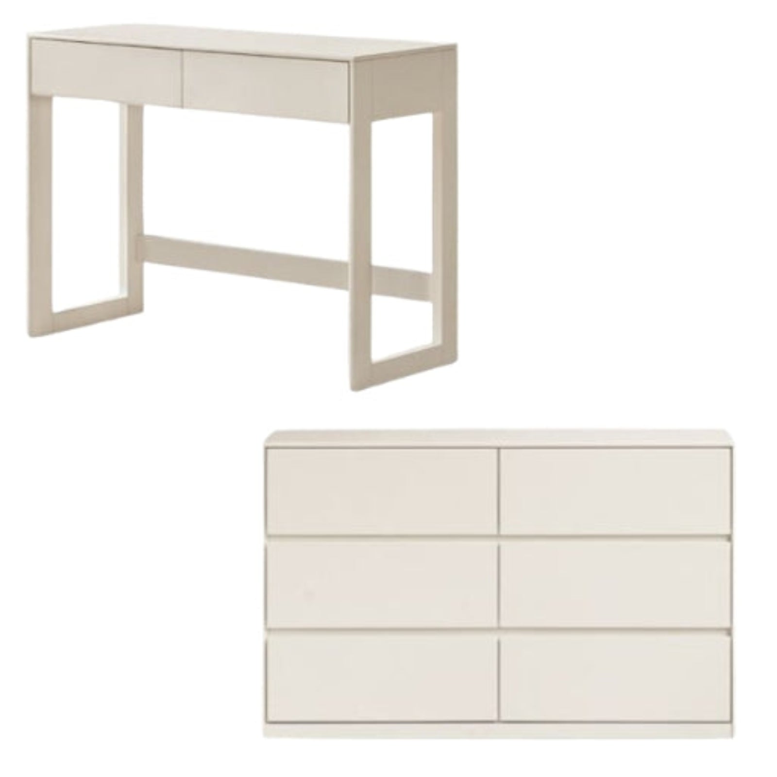 Solid Rubberwood White Cream Wind Dressing Table.