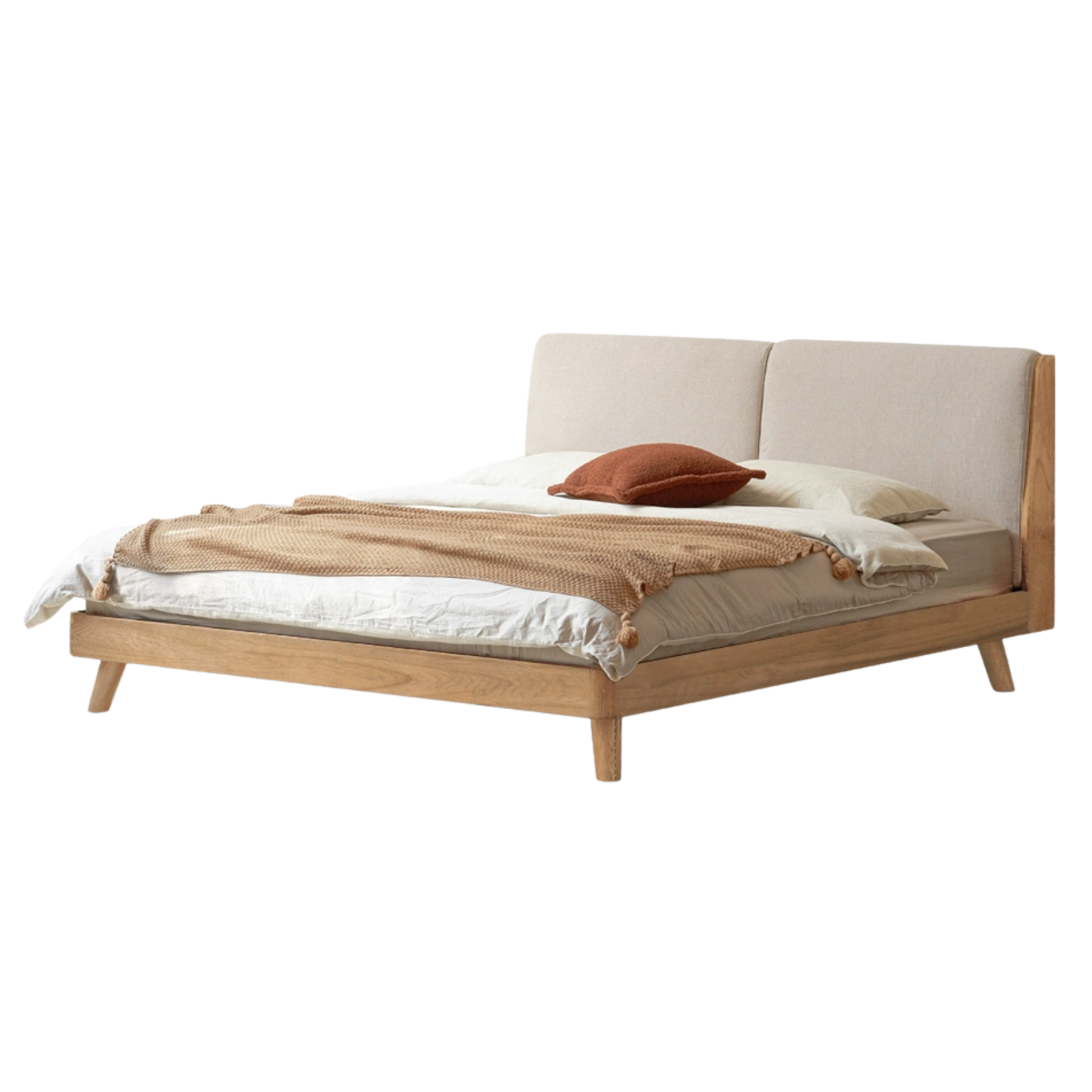 Rubberwood, Oak solid wood Soft Bed