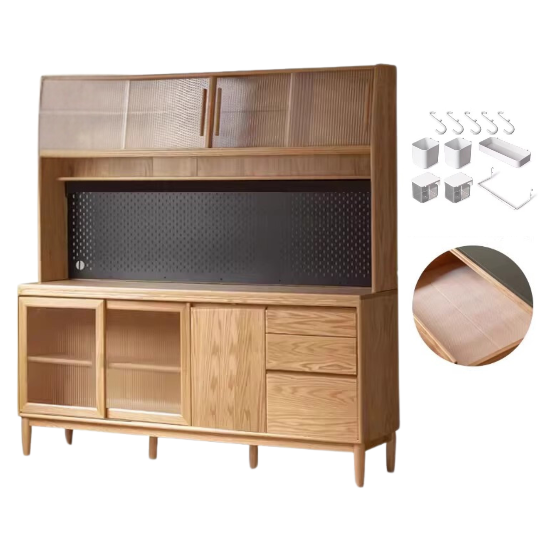 Oak, Ash Solid Wood Large Capacity Storage Sideboard