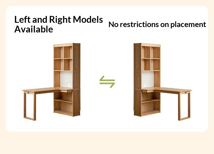 Oak Solid Wood Children's Study Desk, Bookshelf, Wardrobe