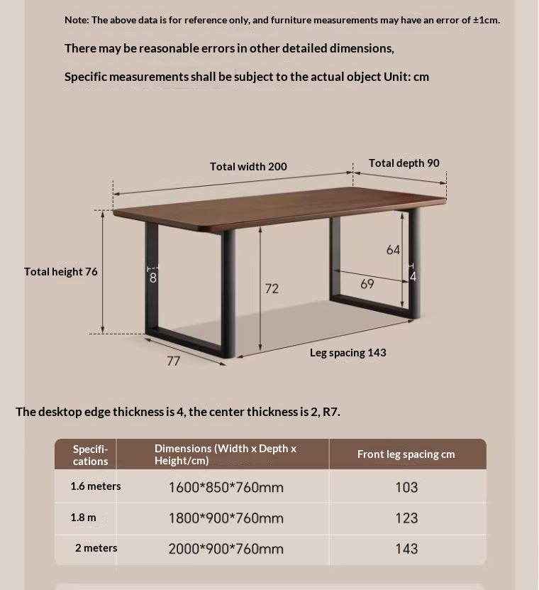 Black Walnut, Sandalwood Solid Wood Italian Light Luxury Dining Table
