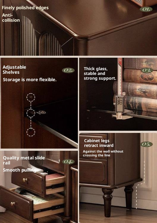 Poplar Solid Wood American Retro Side Cabinet