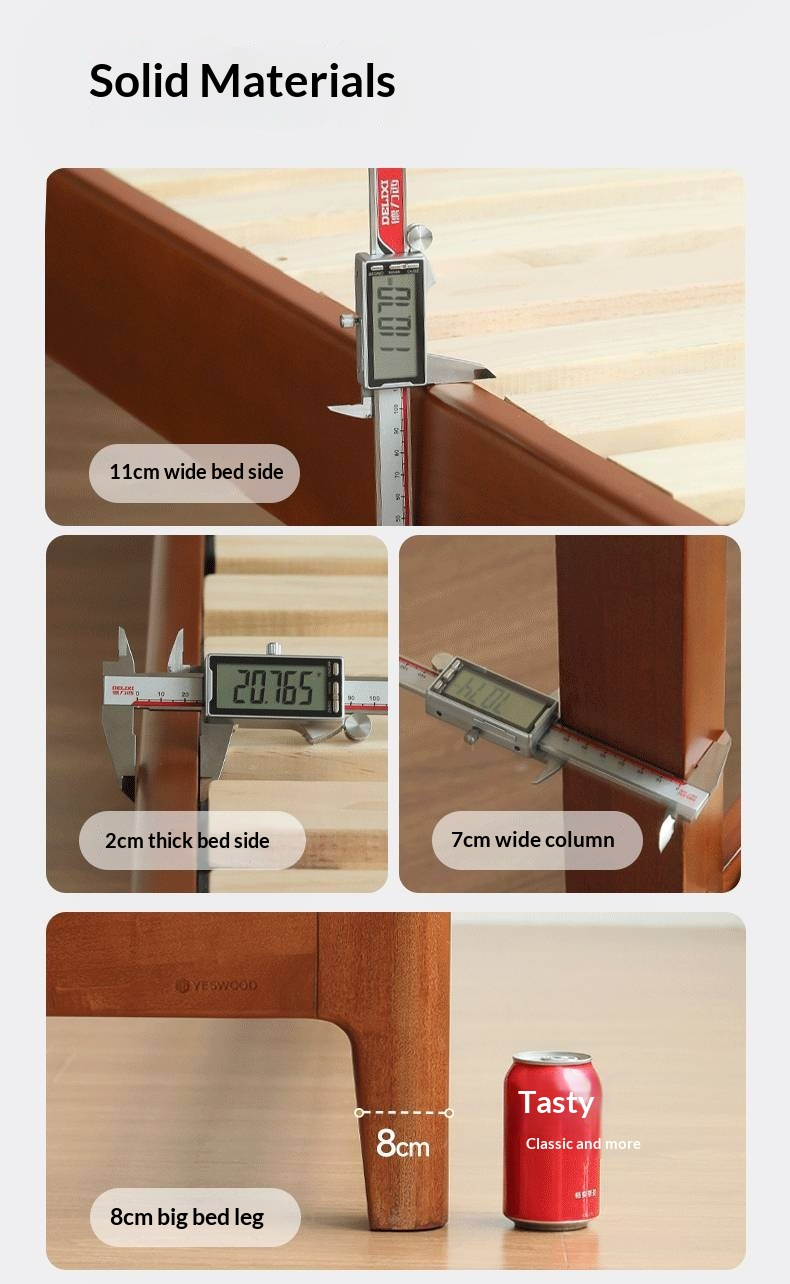 Poplar Solid Wood Bed — Retro Edge Vintage Slab Bed