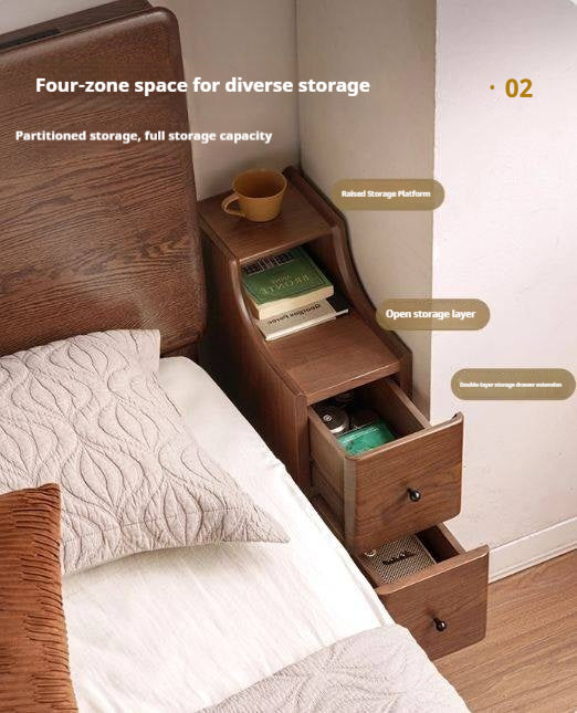 Black Walnut Solid Wood Retro Style Nightstand