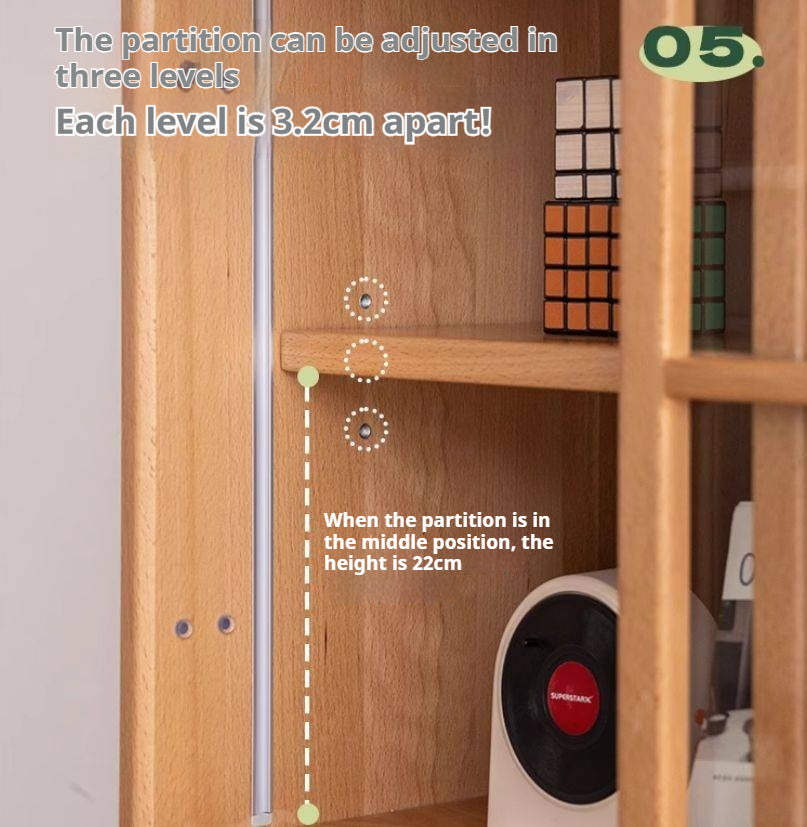 Beech Solid Wood Modern Simple with Light Storage Cabinet.