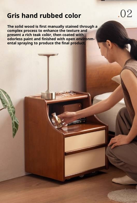 Poplar Solid Wood Movable Bauhaus Style Nightstand