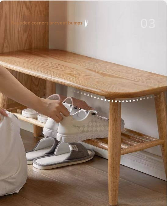 Oak, Solid Rubberwood Shoe Bench