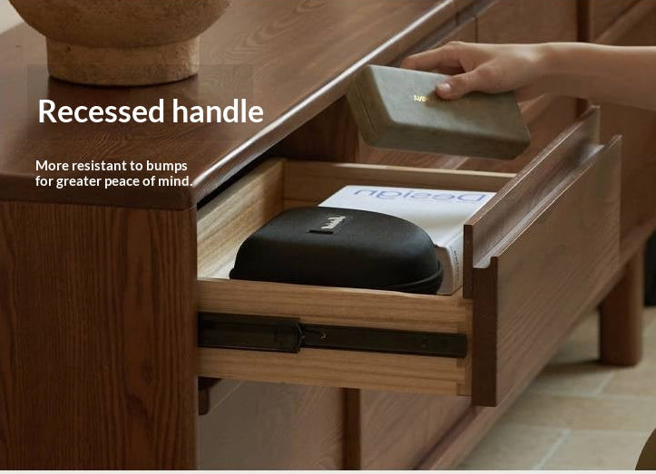 Ash Solid Wood Wabi-sabi Style TV Cabinet