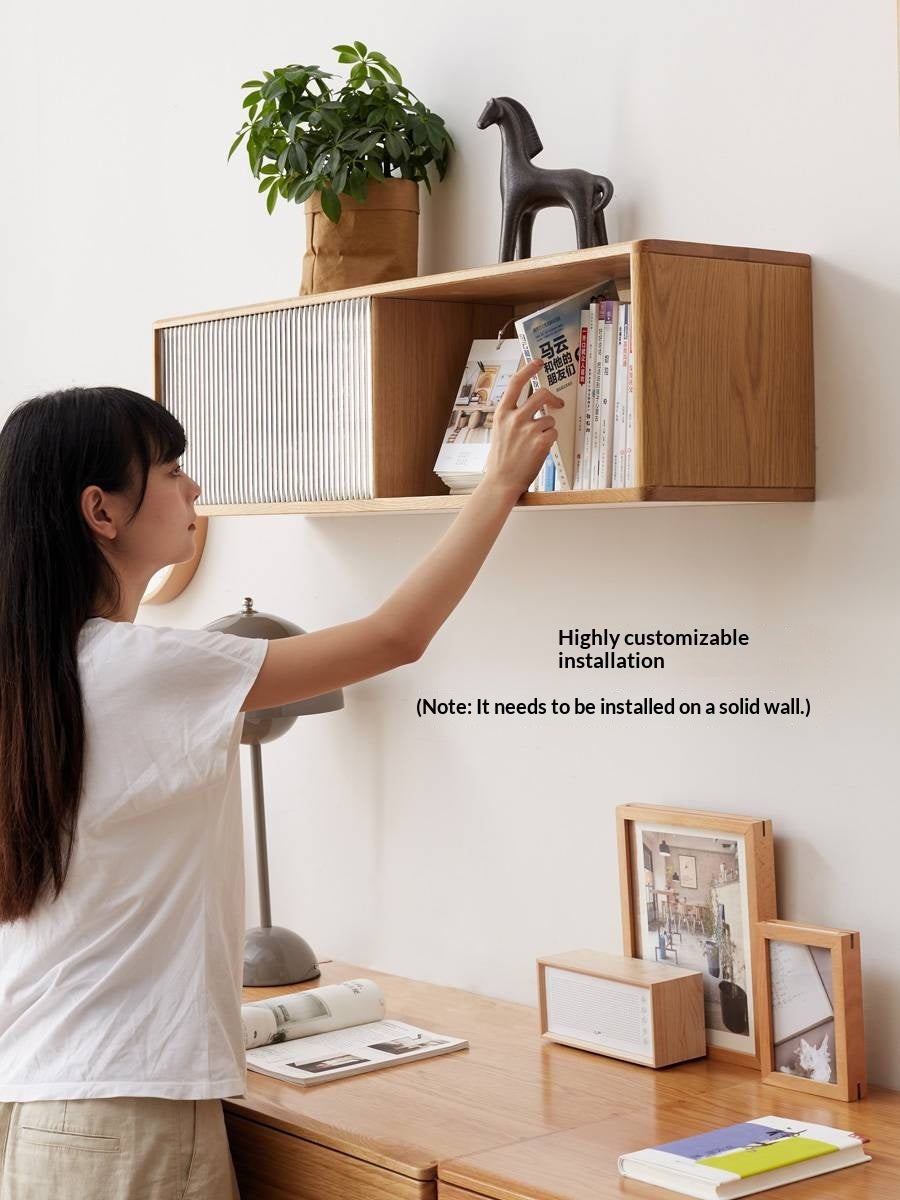 Oak Solid Wood Desk Cabinet with Drawers