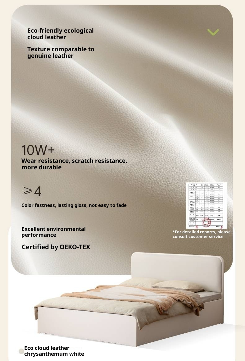 Rubberwood Solid Wood Bed Modern Minimalist Box Bed White Cream Style