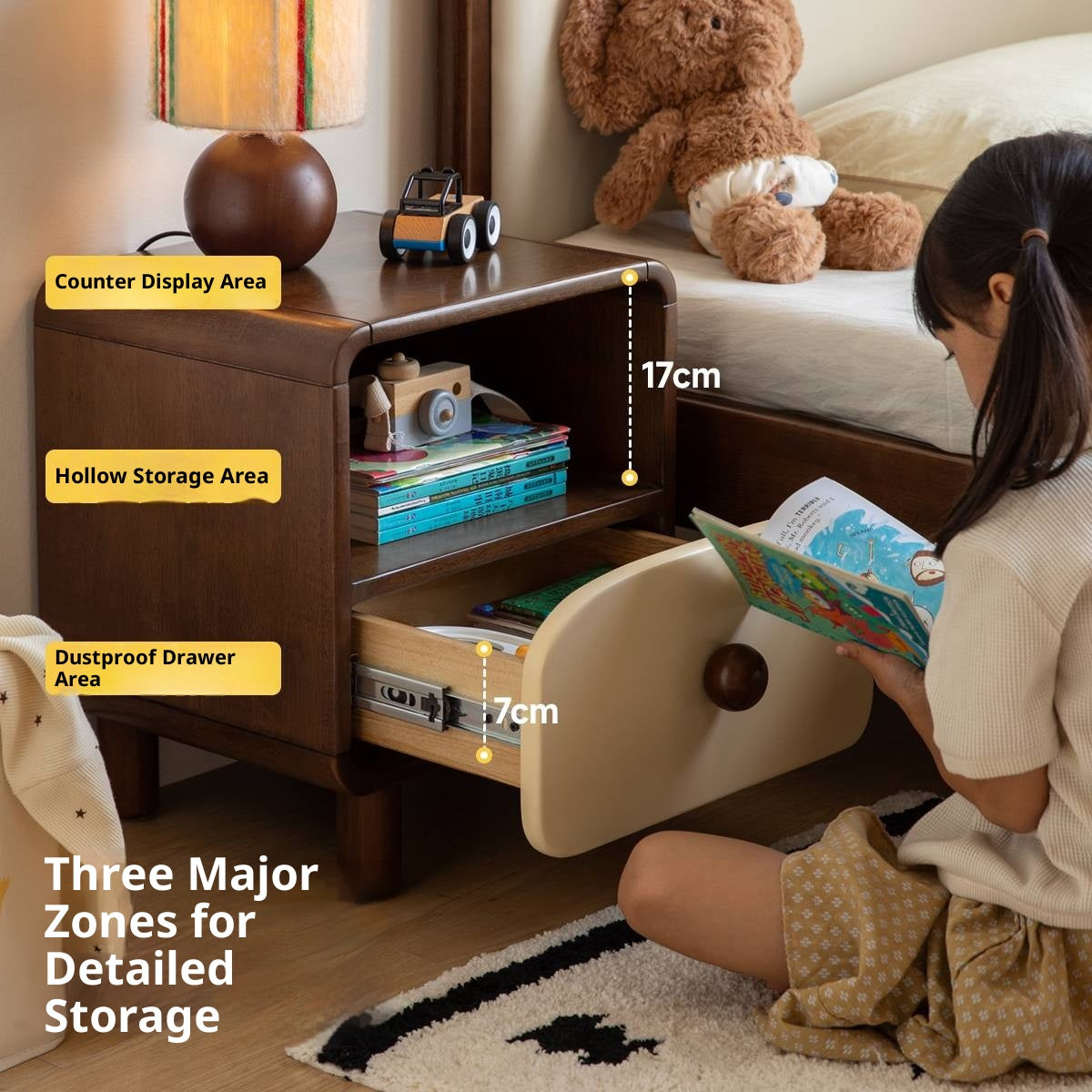 Solid Rubberwood Solid Wood Modern Children's Nightstand