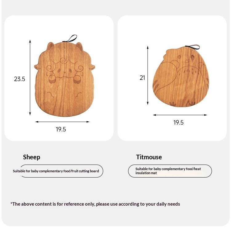 Cherry Solid Wood Pet-Shaped Cutting Board and Baby Food Plate