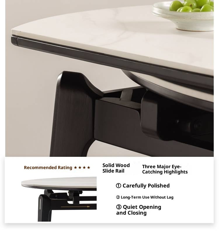 Solid Rubberwood Modern Rock Plate Dining Table