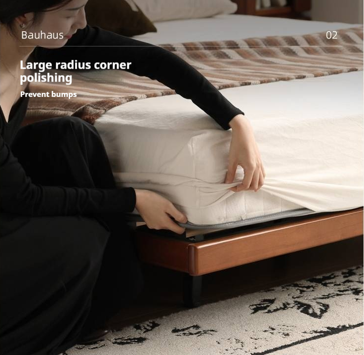 Poplar Solid Wood Floating Soft Bed, Vintage with Light