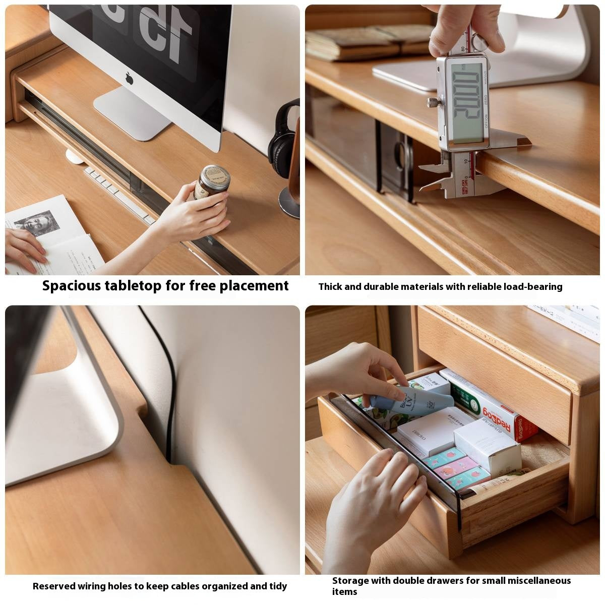 Beech Solid Wood Desktop Storage Rack