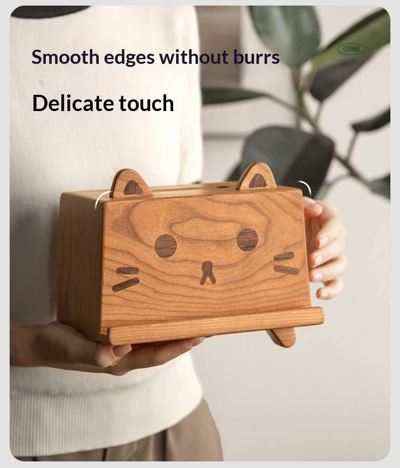 Cherry Solid Wood Tissue Box with Clean Minimal Design