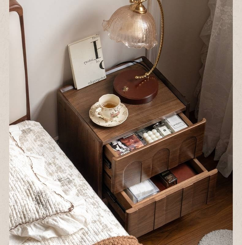 Black Walnut Solid Wood Modern Simple Nightstand.