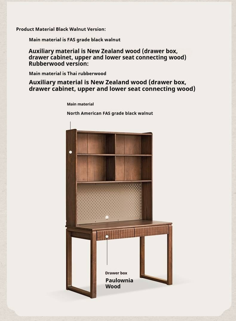 Black Walnut Solid Wood, Solid RubberWood Computer Desk