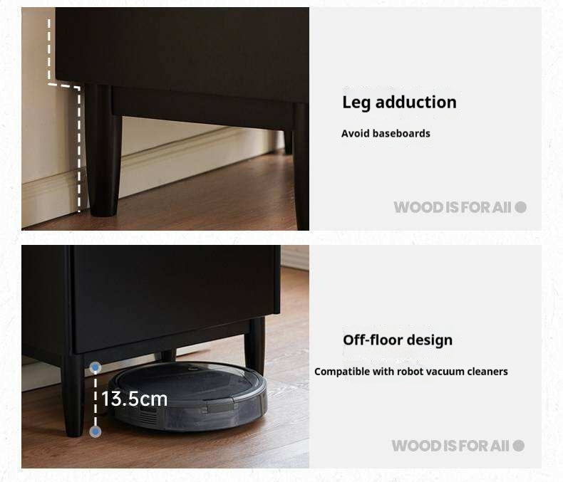 Solid RubberWood Minimalist Style Sideboard with Storage Cabinet