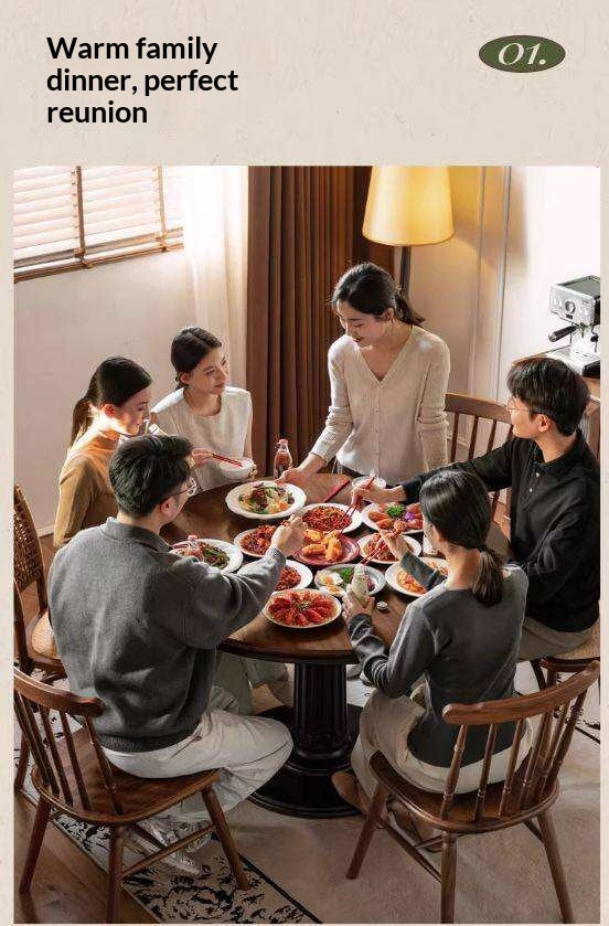 Black Walnut Solid Wood American Retro Round Dining Table