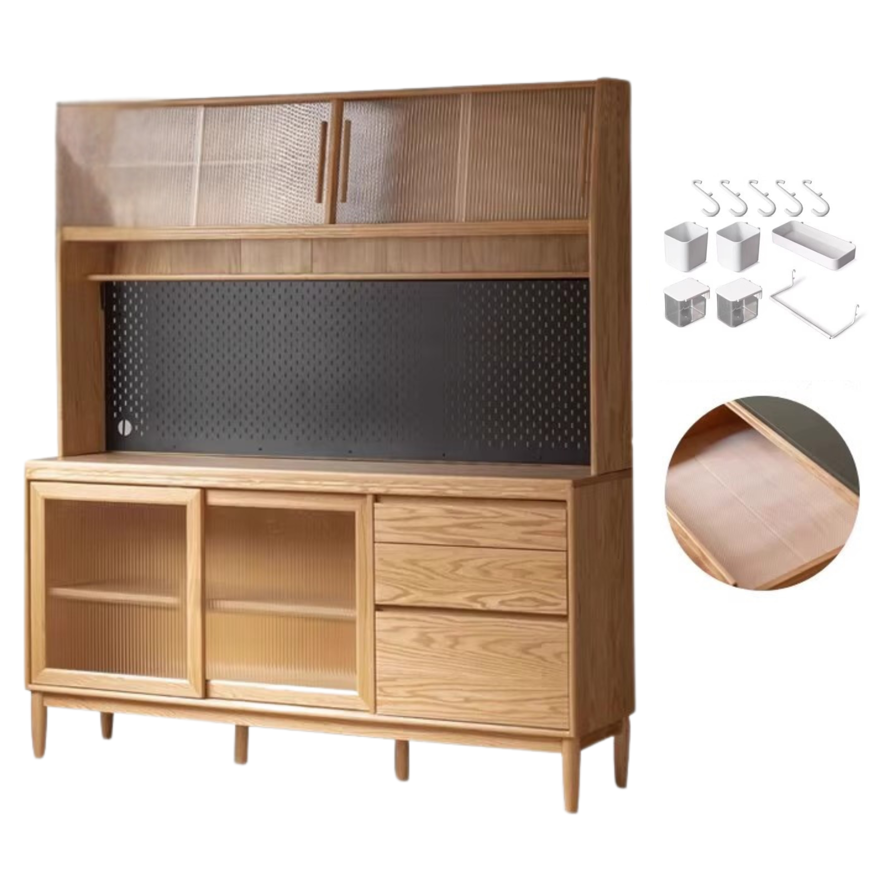 Oak, Ash, White Ash Solid Wood Large Capacity Storage Sideboard