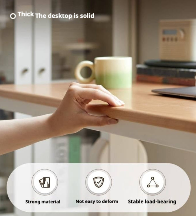 Beech Solid Wood Cream Style Study Electric Lift Desk.